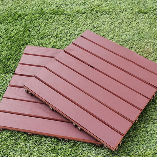 Red 6-Slat Square Wood Patio Tiles Snap Fit Installation Floor Board Tiles Clearhalo 'Home Improvement' 'home_improvement' 'home_improvement_outdoor_deck_tiles_planks' 'Outdoor Deck Tiles & Planks' 'Outdoor Flooring & Tile' 'Outdoor Remodel' 'outdoor_deck_tiles_planks' 1200x1200_80bf5400-bc0e-4656-8c71-3d9cd235b2ab
