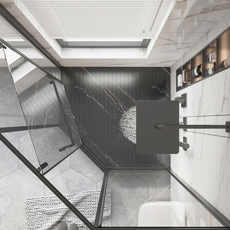 Single Sliding Shower Bath Door Transparent Shower Doors in Black Clearhalo 'Bathroom Remodel & Bathroom Fixtures' 'Home Improvement' 'home_improvement' 'home_improvement_shower_tub_doors' 'Shower and Tub Doors' 'shower_tub_doors' 'Showers & Bathtubs' 1200x1200_823b3b03-473a-4ef9-9419-c979be680c47