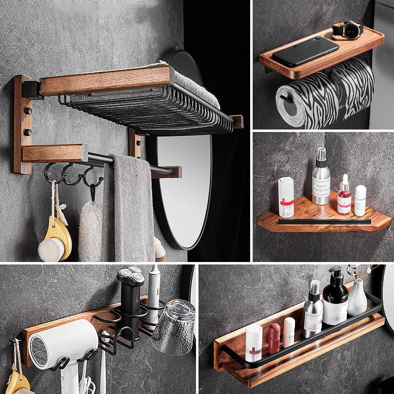 7 Piece Bathroom Accessory Set Wood and Metal Bathroom Accessories Hardware  Set - Clearhalo