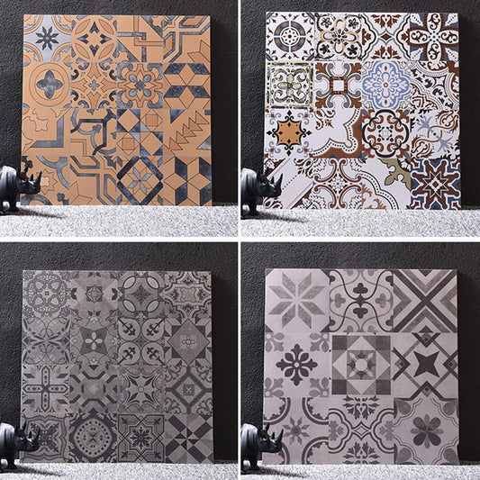 Morocco Square Tile Flower Pattern Singular Tile for Bathroom Clearhalo 'Floor Tiles & Wall Tiles' 'floor_tiles_wall_tiles' 'Flooring 'Home Improvement' 'home_improvement' 'home_improvement_floor_tiles_wall_tiles' Walls and Ceiling' 1200x1200_b1eba537-d242-440f-a25f-01fb5ed6ac72