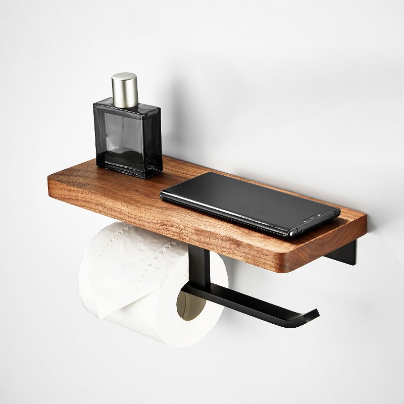Wooden & Aluminum Bath Hardware Set Black Bathroom Accessory Kit ...