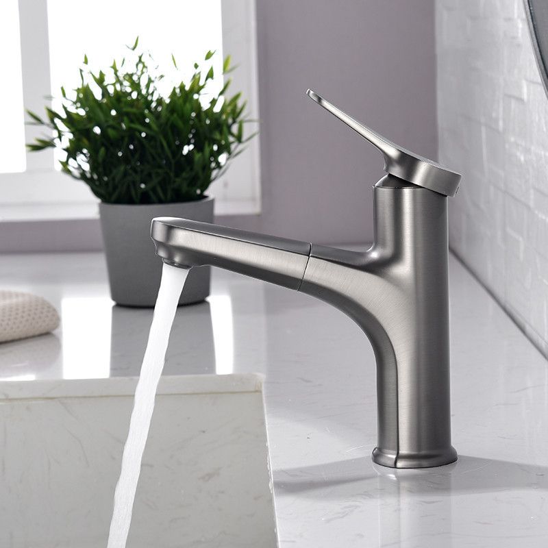 Circular Modern Basin Faucet Pull-Out Single Hole Vanity Sink Faucet Clearhalo 'Bathroom Remodel & Bathroom Fixtures' 'Bathroom Sink Faucets' 'Bathroom Sinks & Faucet Components' 'bathroom_sink_faucets' 'Home Improvement' 'home_improvement' 'home_improvement_bathroom_sink_faucets' 1200x1200_c15a63f6-578b-40df-adea-dd21eb9b8661