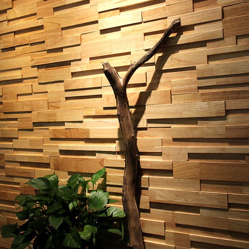 Pannello da parete in legno a mosaico incollato su tavola di legno in stile  moderno per soggiorno - Clearhalo