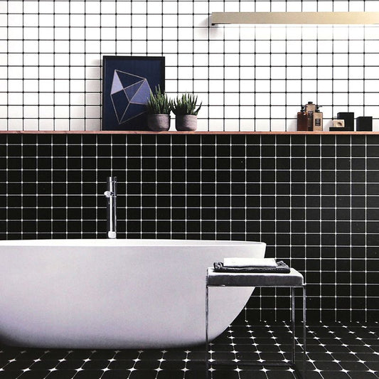 Ceramic Black Wall Tile Square Flower Pattern Tile Wall and Floor Clearhalo 'Floor Tiles & Wall Tiles' 'floor_tiles_wall_tiles' 'Flooring 'Home Improvement' 'home_improvement' 'home_improvement_floor_tiles_wall_tiles' Walls and Ceiling' 1200x1200_d7534b7e-0199-4092-8e71-dbe30334817d