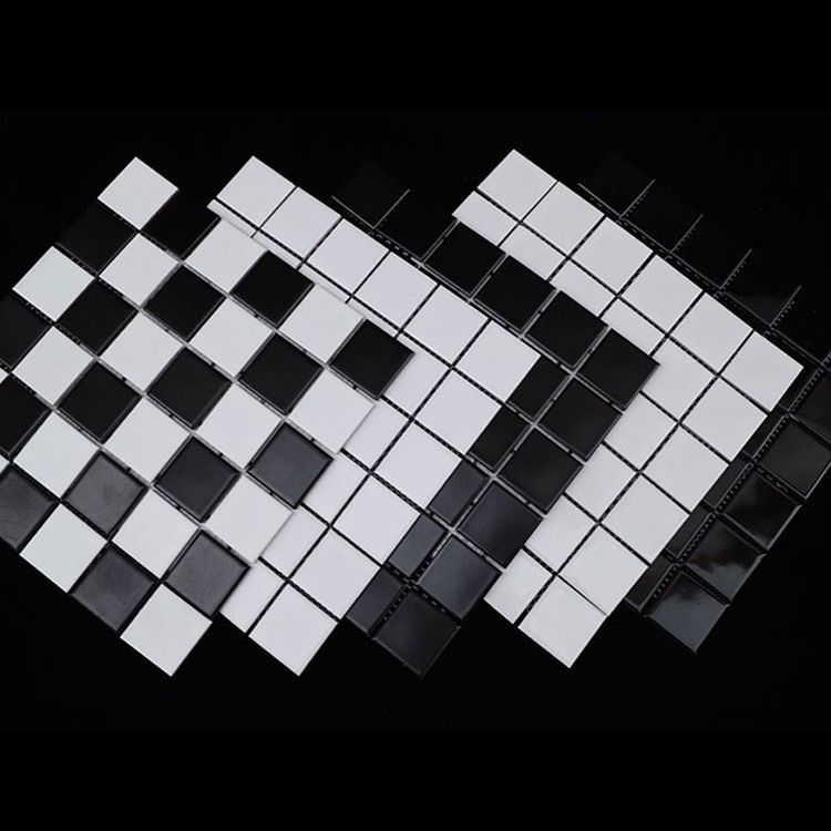 Black and White Wall Tile Mixed Material Mosaic Sheet Wall & Floor Tile Clearhalo 'Floor Tiles & Wall Tiles' 'floor_tiles_wall_tiles' 'Flooring 'Home Improvement' 'home_improvement' 'home_improvement_floor_tiles_wall_tiles' Walls and Ceiling' 1200x1200_f3bbe895-160c-48a7-8480-8d64b4504a17