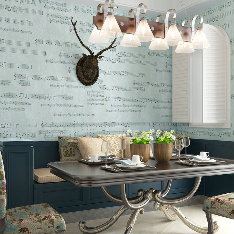Novelty Music Note Wallpaper Roll for Kids Bedroom 54.2-sq ft Wall Covering in Light Color Aqua Clearhalo 'Wall Decor' 'Wallpaper' 1206277
