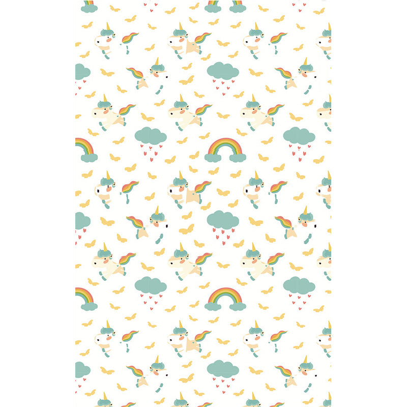 Washable Unicorn and Butterfly Mural Decal Personalized Cartoon Wall Art for Kindergarten Clearhalo 'Wall Decor' 'Wall Mural' 1209701