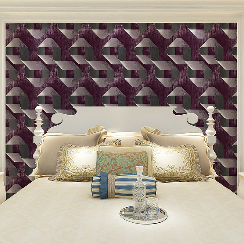 Twisted Belt Pattern Wallpaper Roll Dark Color Novelty Wall Decor for Living Room Purple Clearhalo 'Wall Decor' 'Wallpaper' 1212080