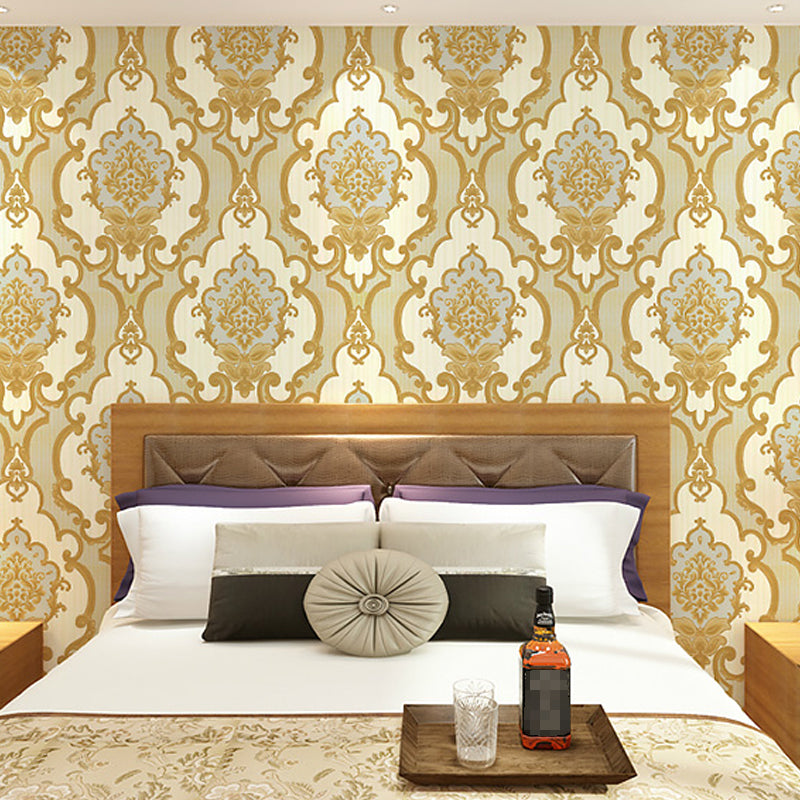 Embroidery Medallion Wallpaper Vintage Vinyl Wall Covering in Pastel Color for Hotel Clearhalo 'Vintage wall decor' 'Vintage' 'Wallpaper' Wall Decor' 1212360