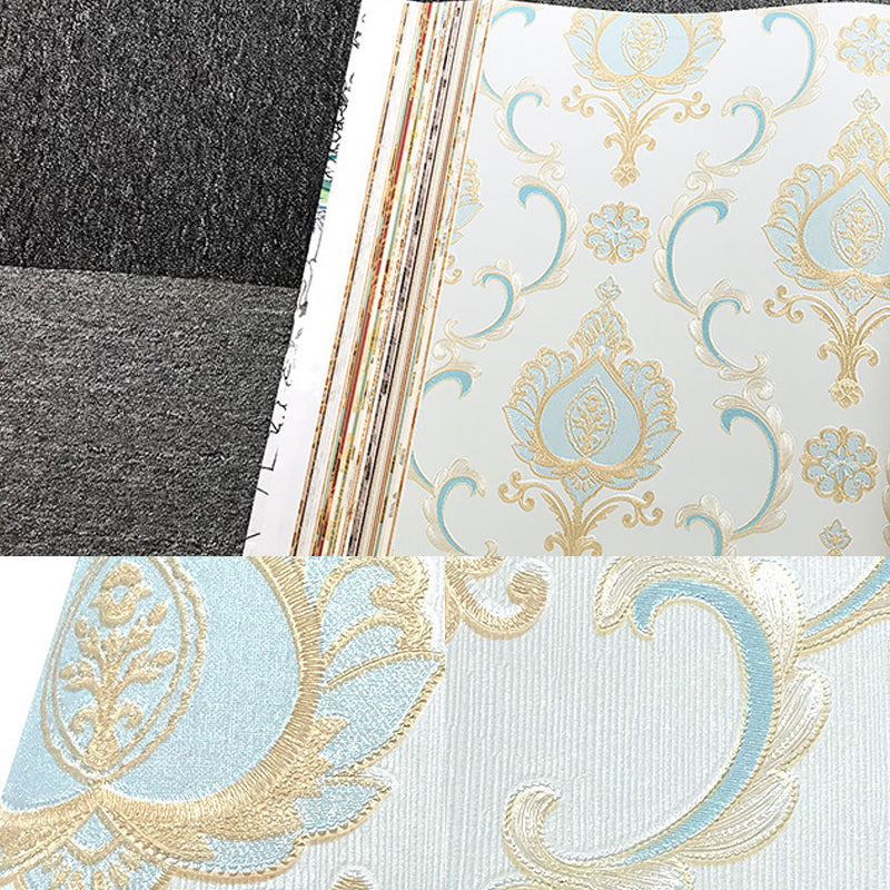 Unpasted Jacquard Wallpaper 33' L x 20.5" W Nostalgic Wall Decor in Soft Color for Bedroom Clearhalo 'Vintage wall decor' 'Vintage' 'Wallpaper' Wall Decor' 1212455