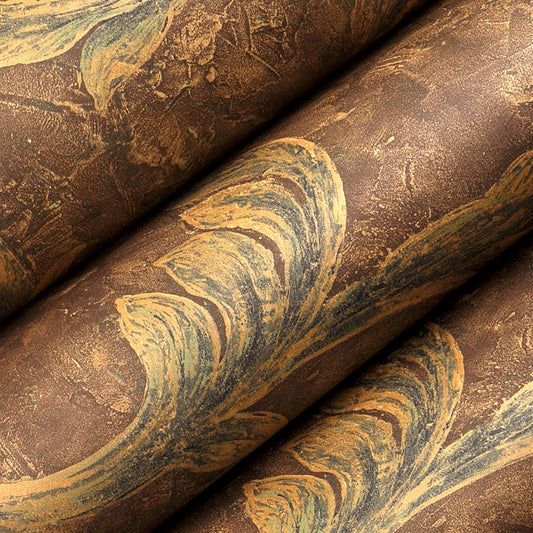 57.1-sq ft Leaf Printed Wallpaper Unpasted Vintage Living Room Wall Covering in Coffee Clearhalo 'Vintage wall decor' 'Vintage' 'Wallpaper' Wall Decor' 1212688