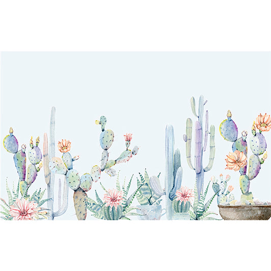 Light Green Cactus Mural Wallpaper Stain Resistant Tropix Living Room Wall Covering Clearhalo 'Wall Decor' 'Wall Mural' 1212970