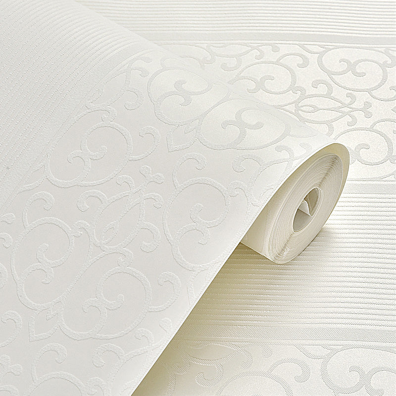 Removable Scroll Wallpaper Roll Glam Non-Woven Fabric Wall Decor for Living Room, Self-Stick Light Beige Clearhalo 'Wall Decor' 'Wallpaper' 1218814