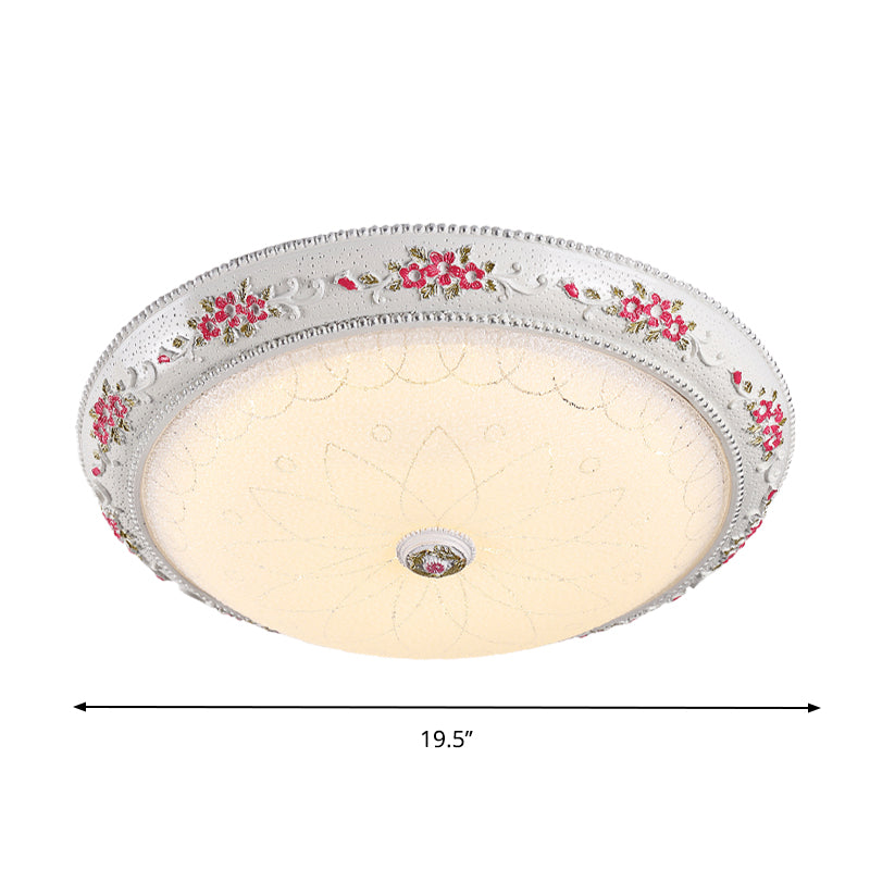 LED Flush Mount Lamp Traditional Style Circular Shaped Cream Glass Ceiling Light Fixture in White-Pink, 12"/16"/19.5" Wide Clearhalo 'Ceiling Lights' 'Close To Ceiling Lights' 'Close to ceiling' 'Flush mount' Lighting' 1223660