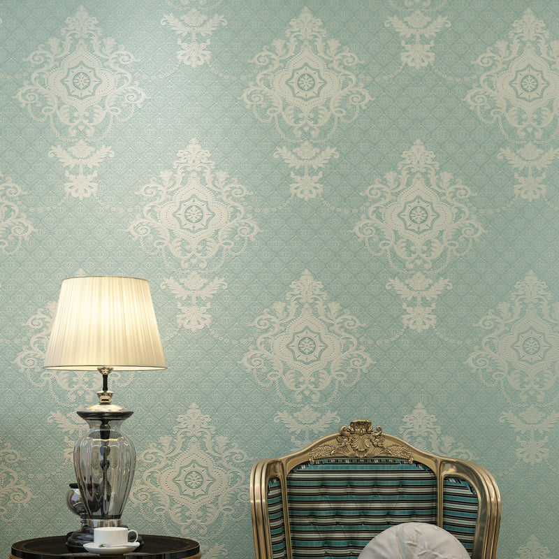 Glam Medallion Wallpaper Roll in Light-Color Water Resistant Wall Covering for Bedroom Light Green Clearhalo 'Wall Decor' 'Wallpaper' 1225308
