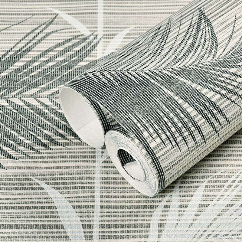 Grey Fern Leaves Wallpaper Roll Water Resistant Wall Covering for Home Decor, Unpasted Clearhalo 'Country wall decor' 'Rustic' 'Wallpaper' Wall Decor' 1225568