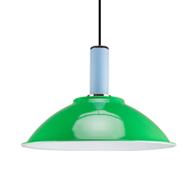 Contemporary Shallow Bowl Hanging Lamp Aluminum Bright Colored Pendant Light in Blue/Green/Orange/Red/Yellow for Market Shop Green Clearhalo 'Ceiling Lights' 'Modern Pendants' 'Modern' 'Pendant Lights' 'Pendants' Lighting' 126927