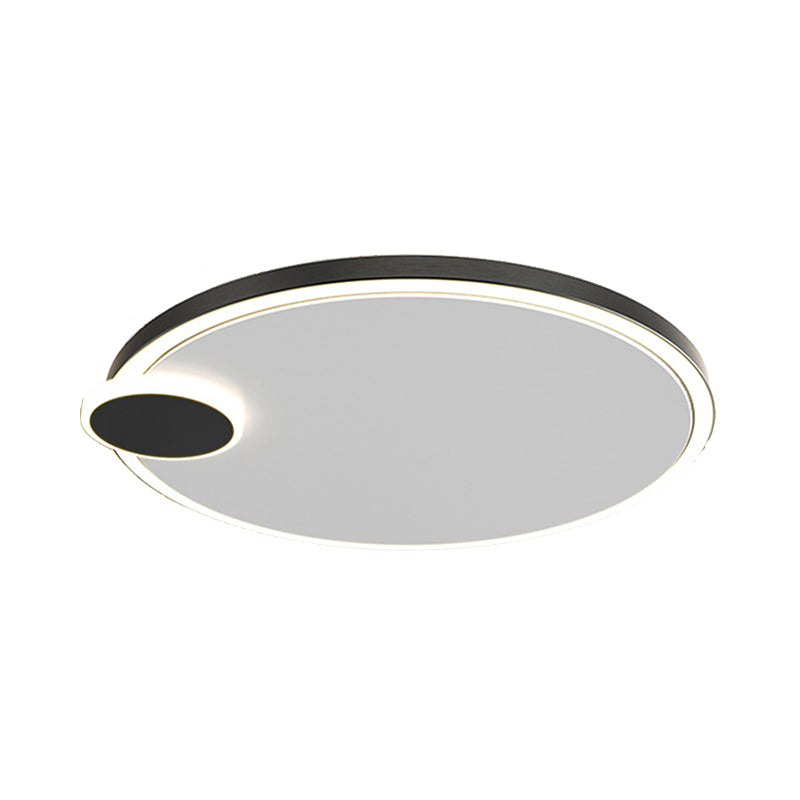 Black/Gold Round Flush Lamp Simple LED Metallic Flush Ceiling Light in Warm/White Light, 16"/19.5" Dia Clearhalo 'Ceiling Lights' 'Close To Ceiling Lights' 'Close to ceiling' 'Flush mount' Lighting' 1272362