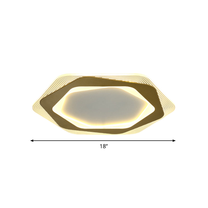 Metal Hexagon/Pentagon Flush Mount Modernism 18"/21.5" Width LED Flushmount Ceiling Light in Gold for Parlour Clearhalo 'Ceiling Lights' 'Close To Ceiling Lights' 'Close to ceiling' 'Flush mount' Lighting' 1272486