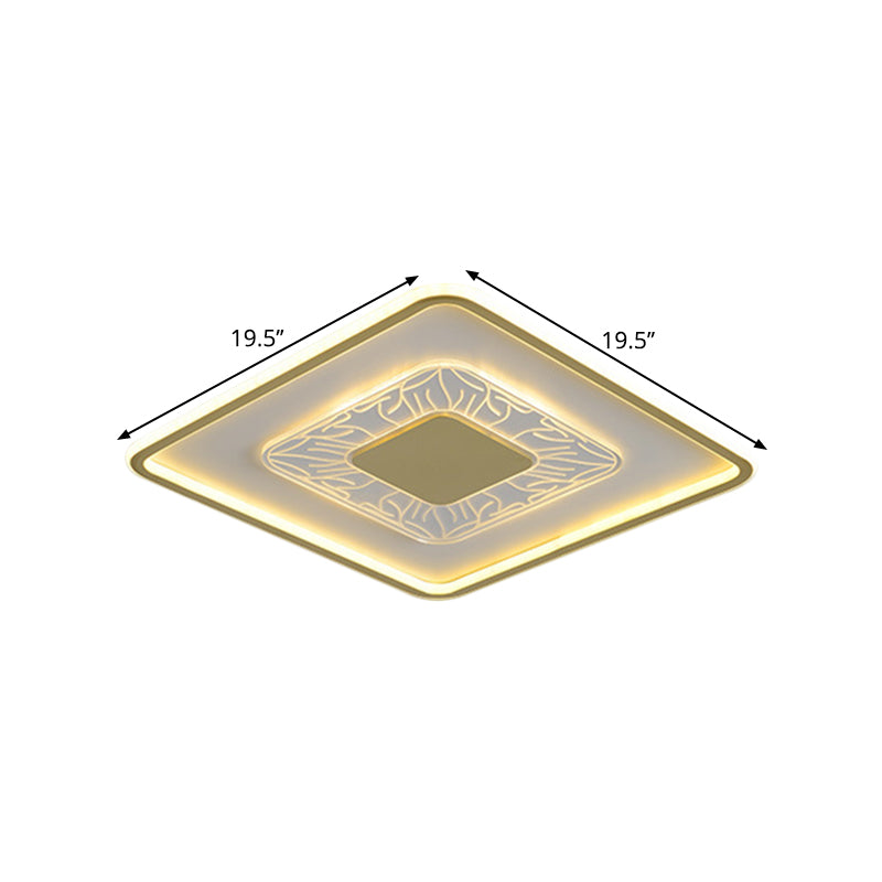 Square Flush Lighting Fixture Modern Acrylic White and Gold LED Ceiling Mounted Lamp Clearhalo 'Ceiling Lights' 'Close To Ceiling Lights' 'Close to ceiling' 'Flush mount' Lighting' 1272491