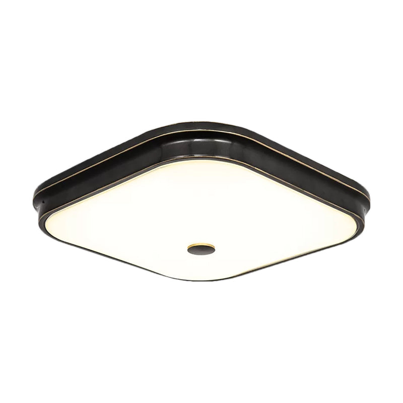 Black LED Flushmount Lighting Countryside Cream Glass Square Flush Mounted Lamp, 12"/16"/19.5" Wide Clearhalo 'Ceiling Lights' 'Close To Ceiling Lights' 'Close to ceiling' 'Flush mount' Lighting' 1273083