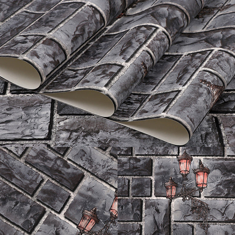 Dark Color Brick Effect Wallpaper Moisture Resistant Wall Covering for Dining Room Clearhalo 'Industrial wall decor' 'Industrial' 'Wallpaper' Wall Decor' 1274589