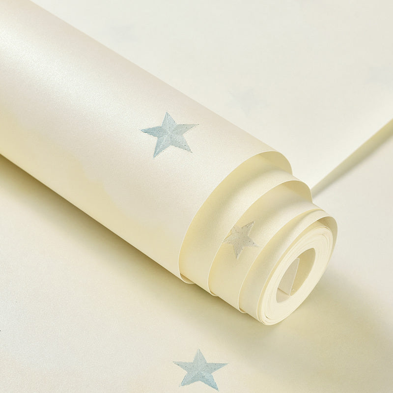 Non-Woven Unpasted Wallpaper Novelty Wall Art for Childrens Bedroom, Stain Resistant Light Yellow Star Clearhalo 'Wall Decor' 'Wallpaper' 1274665
