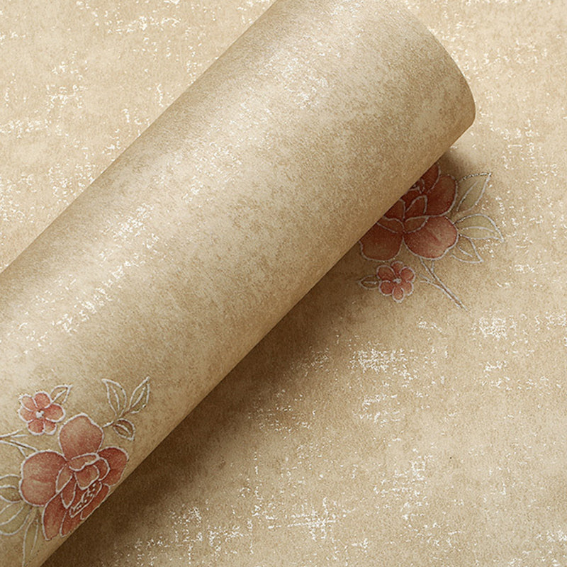 Rustic Peony Printed Wallpaper for Living Room 57.1-sq ft Wall Covering in Pastel Color Clearhalo 'Country wall decor' 'Rustic' 'Wallpaper' Wall Decor' 1277658
