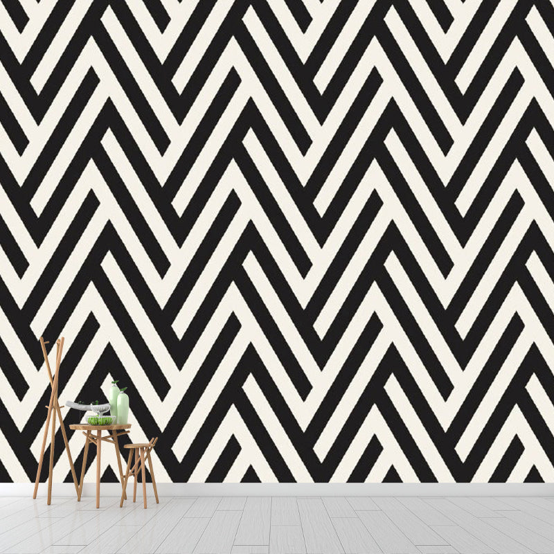 Minimalistic Geometric Wall Murals Black-Yellow Bedroom Wall Art, Made to Measure Black-Yellow A Clearhalo 'Wall Decor' 'Wall Mural' 1289056