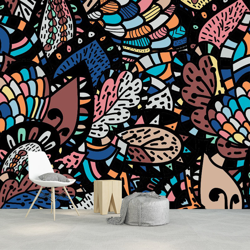 Bohemia Abstract Butterfly Murals Multicolored Moisture Resistant Wall Decor for Bedroom Pink-Blue Clearhalo 'Wall Decor' 'Wall Mural' 1289381