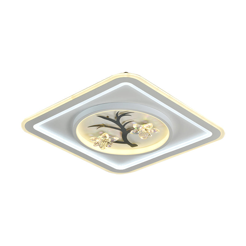 White LED Flush Ceiling Light Modern Crystal Round/Square Lighting Fixture for Bedchamber Clearhalo 'Ceiling Lights' 'Close To Ceiling Lights' 'Close to ceiling' 'Flush mount' Lighting' 1289602