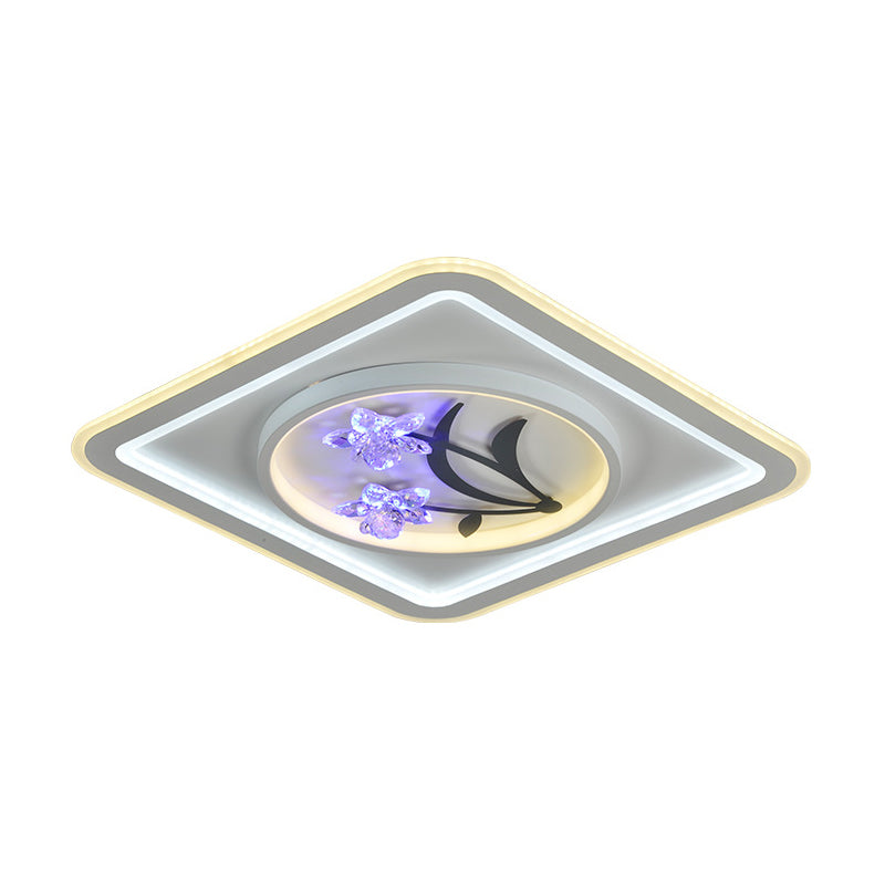 Round/Square Great Room Flushmount Lighting Modern Crystal LED White Close to Ceiling Lamp Clearhalo 'Ceiling Lights' 'Close To Ceiling Lights' 'Close to ceiling' 'Flush mount' Lighting' 1289623