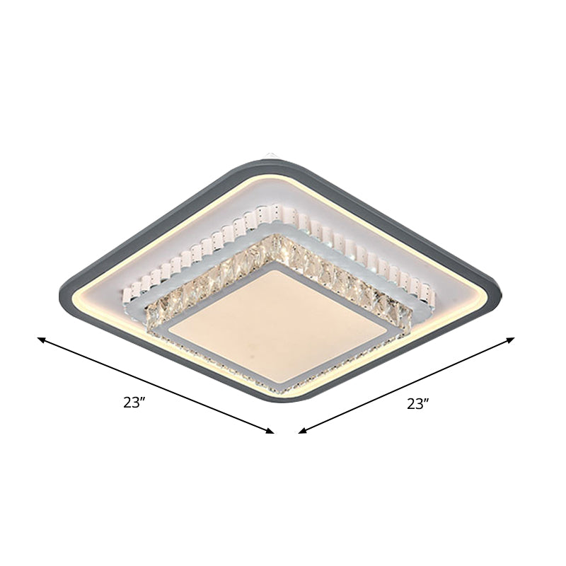 LED Flushmount Lighting Modern Square/Rectangle Crystal Ceiling Mounted Fixture in Black and White Clearhalo 'Ceiling Lights' 'Close To Ceiling Lights' 'Close to ceiling' 'Flush mount' Lighting' 1289632