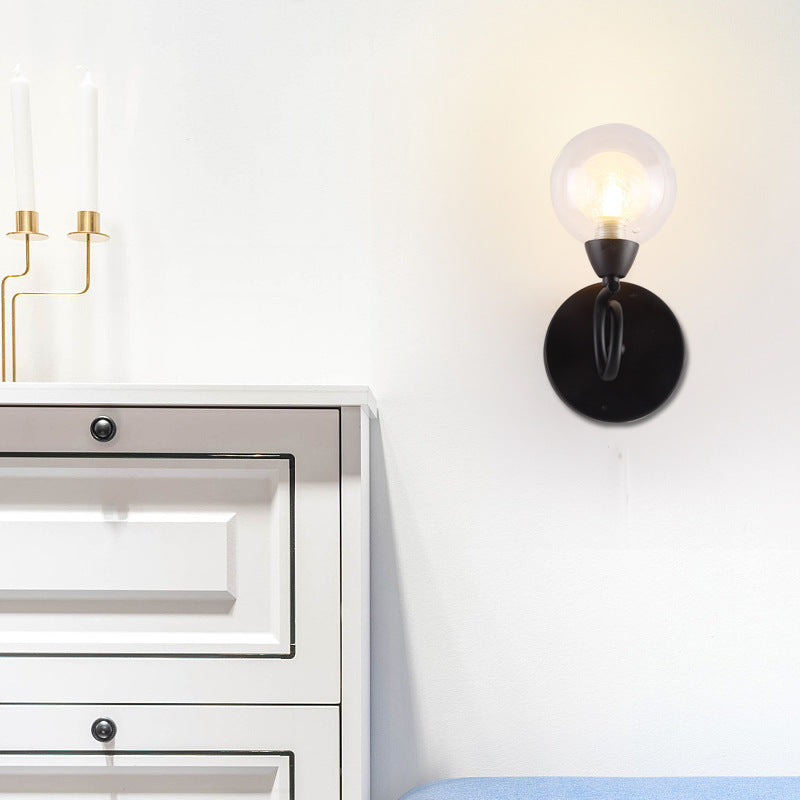 White Glass Round Sconce Lighting Contemporary Led Black Wall Mounted Light Fixture Clearhalo 'Cast Iron' 'Glass' 'Industrial' 'Modern wall lights' 'Modern' 'Tiffany' 'Traditional wall lights' 'Wall Lamps & Sconces' 'Wall Lights' Lighting' 128980