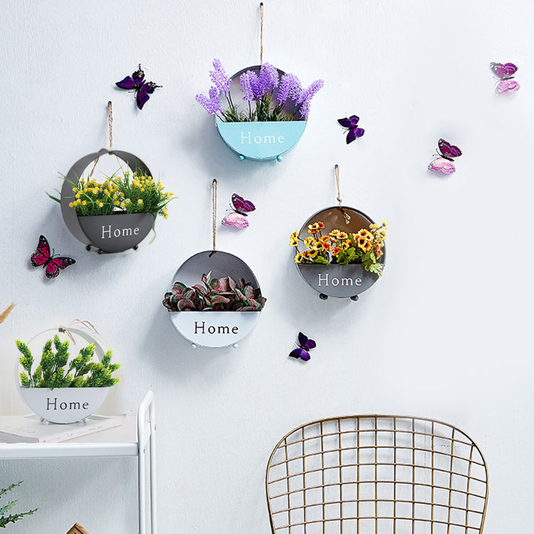 hanging plant sconce Metal Circular Hanging Wall Sconce Nordic Flower/Plant Accent String Light for Restaurant Tea Shop