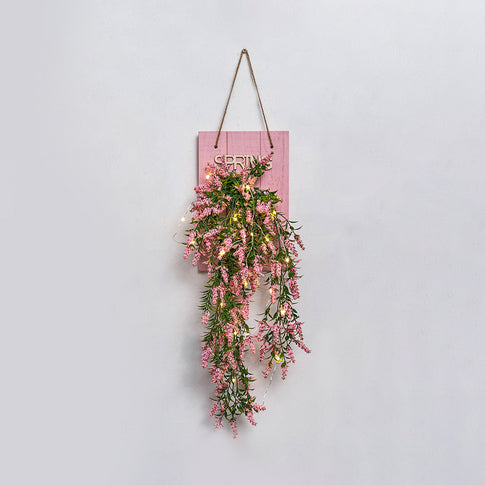 Floral Wall String Lights for Cafe Rustic Clear Glass Shade Twinkle Light with Pink Backplate Pink Colorful Flower Clearhalo 'Wall Lamps & Sconces' 'Wall Lights' Lighting' 129304