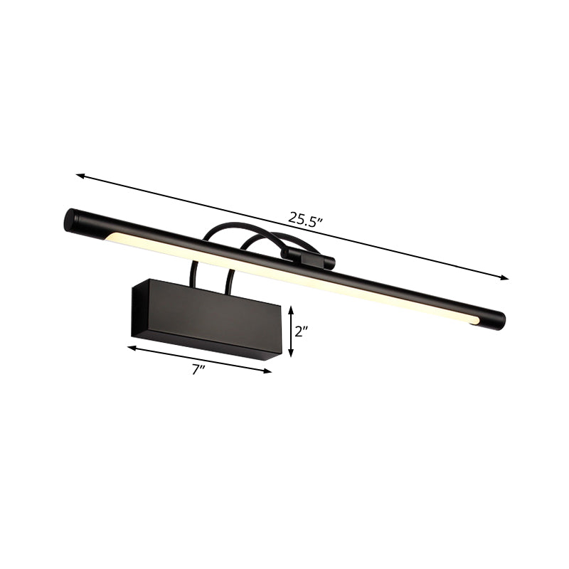 Tubular Wall Light Modern Style Metal LED Black Finish Vanity Sconce Light in Warm/White Light, 18"/21.5" W Clearhalo 'Cast Iron' 'Glass' 'Industrial' 'Modern wall lights' 'Modern' 'Tiffany' 'Traditional wall lights' 'Vanity Lights' 'Wall Lights' Lighting' 132226