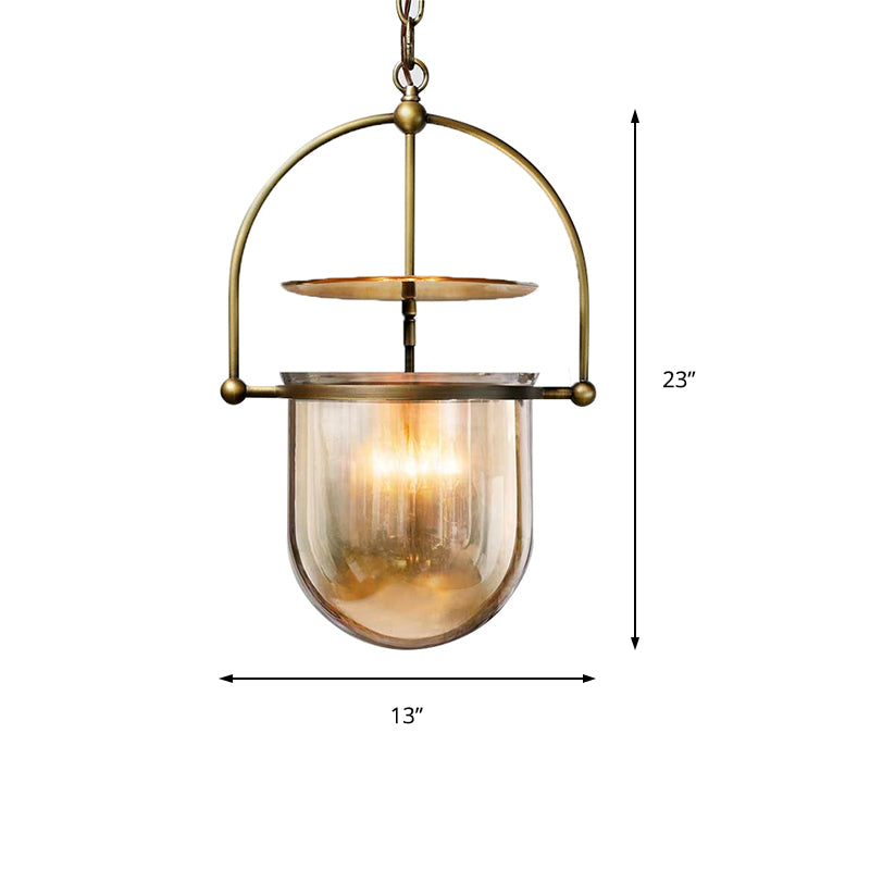 Dome Glass Shade Pendant Light Modern Metal 1 Lights Black/Brass Ceiling Hang Lamp Clearhalo 'Ceiling Lights' 'Close To Ceiling Lights' 'Glass shade' 'Glass' 'Modern Pendants' 'Modern' 'Pendant Lights' 'Pendants' Lighting' 135161