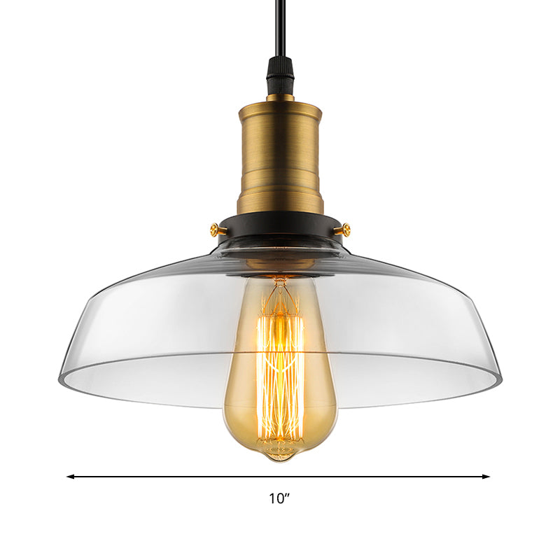 Bronze/Brass 1 Light Pendant Ceiling Light Antique Clear Glass Barn Hanging Lamp for Dining Room Clearhalo 'Ceiling Lights' 'Glass shade' 'Glass' 'Industrial Pendants' 'Industrial' 'Middle Century Pendants' 'Pendant Lights' 'Pendants' 'Tiffany' Lighting' 135898