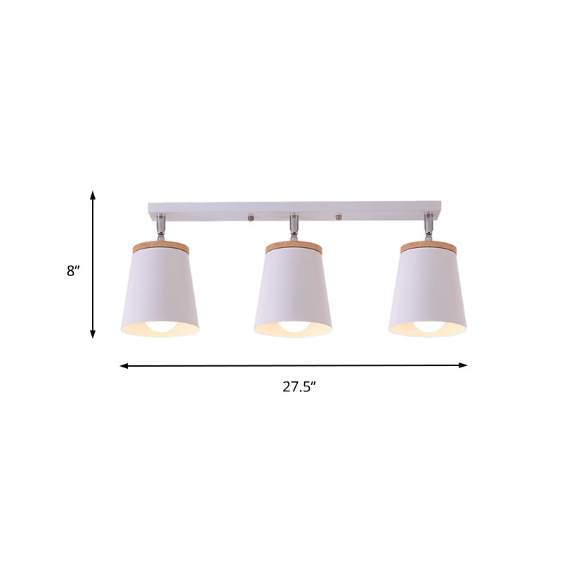 1/2/3-Bulb Semi Flush Light Modernism Tapered Shade Metal Rotatable Semi Flush Mount Light in White for Living Room Clearhalo 'Ceiling Lights' 'Close To Ceiling Lights' 'Close to ceiling' 'Semi-flushmount' Lighting' 138387