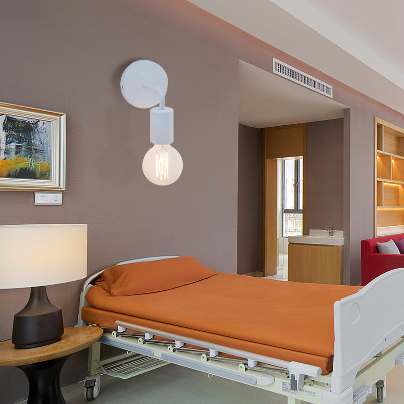 Angled Bedroom Wall Lighting Retro Style Metallic 1 Bulb White/Chrome Finish Sconce Lamp Clearhalo 'Art deco wall lights' 'Cast Iron' 'Glass' 'Industrial wall lights' 'Industrial' 'Middle century wall lights' 'Modern' 'Rustic wall lights' 'Tiffany' 'Traditional wall lights' 'Wall Lamps & Sconces' 'Wall Lights' Lighting' 138906