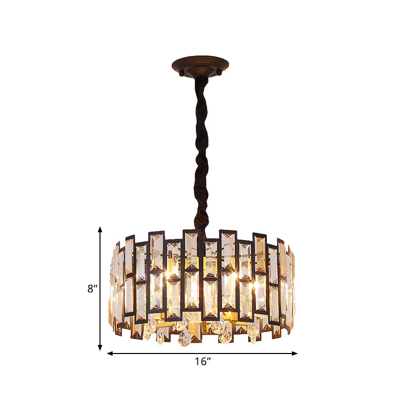 6/5 Lights Crystal-Encrusted Ceiling Chandelier Modern Gold Round Bedroom Hanging Lamp, 19.5"/16" Wide Clearhalo 'Ceiling Lights' 'Chandeliers' 'Modern Chandeliers' 'Modern' Lighting' 1391731
