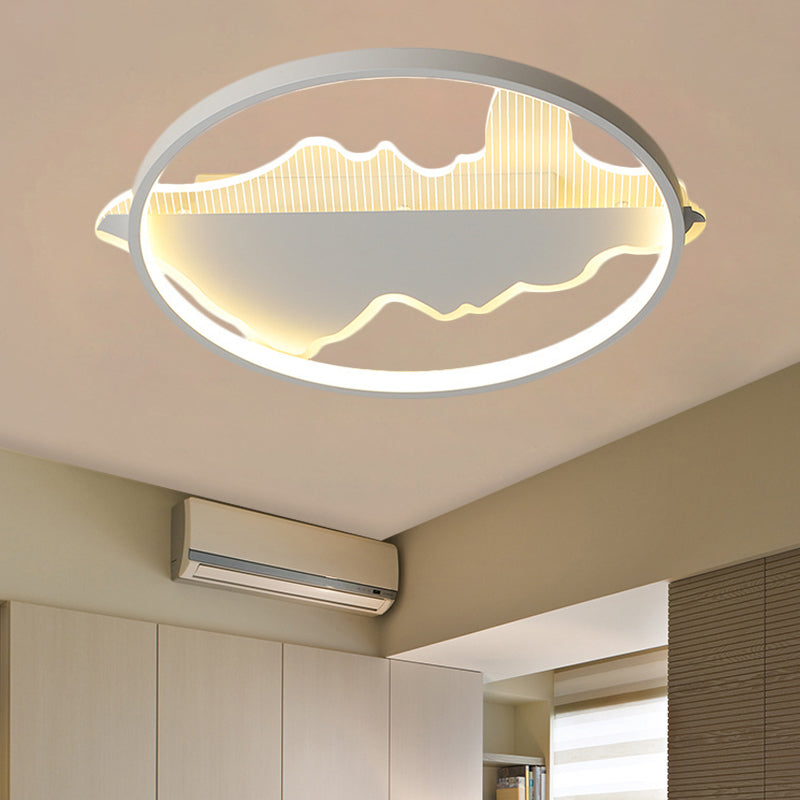 16.5"/20.5" Dia Metal Round Flush Mount Modern Black/White LED Ceiling Light Fixture in Warm/White Light Clearhalo 'Ceiling Lights' 'Close To Ceiling Lights' 'Close to ceiling' 'Flush mount' Lighting' 1392264