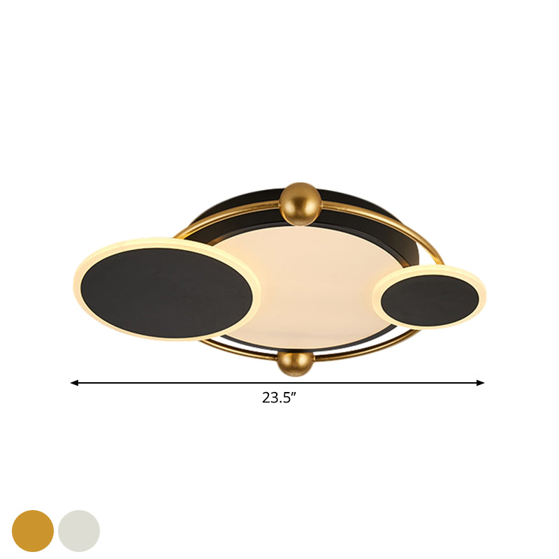 Round LED Flush Mount Modernist Metal Black/Black and Gold Ceiling Light in Warm/White Light, 19.5"/23.5" Dia Clearhalo 'Ceiling Lights' 'Close To Ceiling Lights' 'Close to ceiling' 'Flush mount' Lighting' 1392319