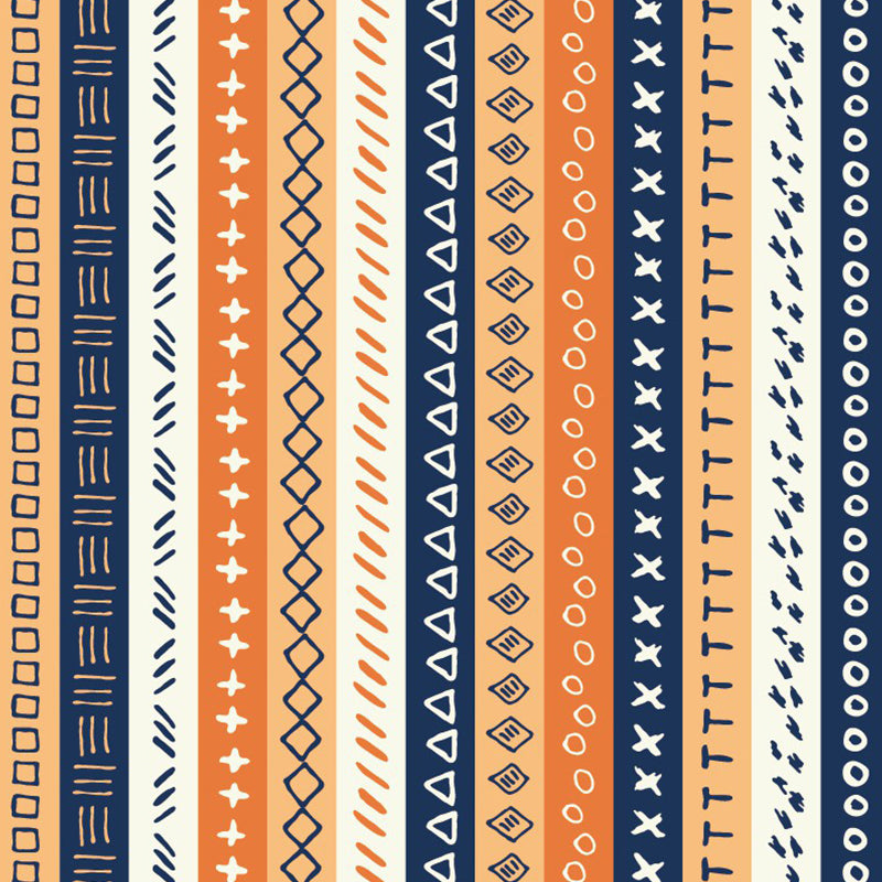 Whole Stripes Wall Covering Mural Bohemia Ethnic Geometric Wall Decor in Blue-Orange-Yellow Clearhalo 'Wall Decor' 'Wall Mural' 1393505