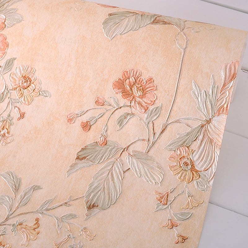 Country Peony Wallpaper Roll Dark Color Living Room Wall Covering, 33' L x 20.5" W Clearhalo 'Country wall decor' 'Rustic' 'Wallpaper' Wall Decor' 1396956