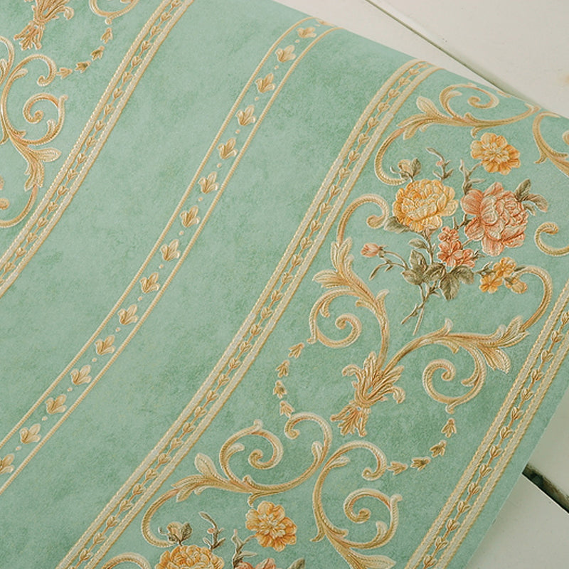 Non-Woven Stain Resistant Wallpaper Rural Embossed Peonies Wall Art for Living Room Clearhalo 'Country wall decor' 'Rustic' 'Wallpaper' Wall Decor' 1397198