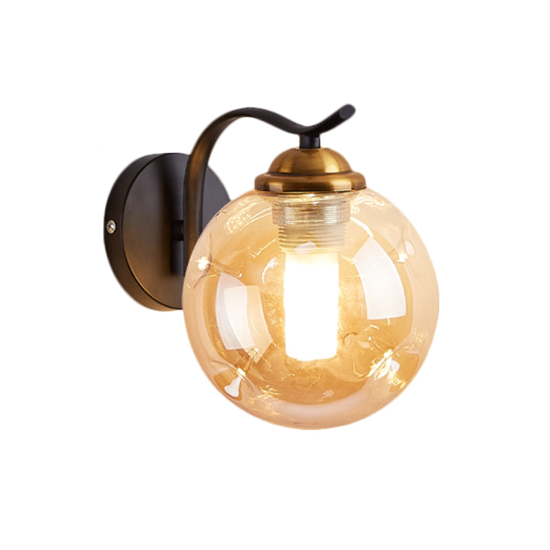Modernist Bubbly Wall Sconce Amber/Smoke Gray Glass 1/2-Bulb Drawing Room Wall Mounted Light in Black/Gold Clearhalo 'Cast Iron' 'Glass' 'Industrial' 'Modern wall lights' 'Modern' 'Tiffany' 'Traditional wall lights' 'Wall Lamps & Sconces' 'Wall Lights' Lighting' 1399621