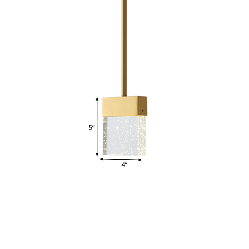 Clear LED Down Mini Pendant Modern Bubble Crystal Cuboid Pendant Ceiling Light for Dinning Room Clearhalo 'Ceiling Lights' 'Modern Pendants' 'Modern' 'Pendant Lights' 'Pendants' Lighting' 1399730