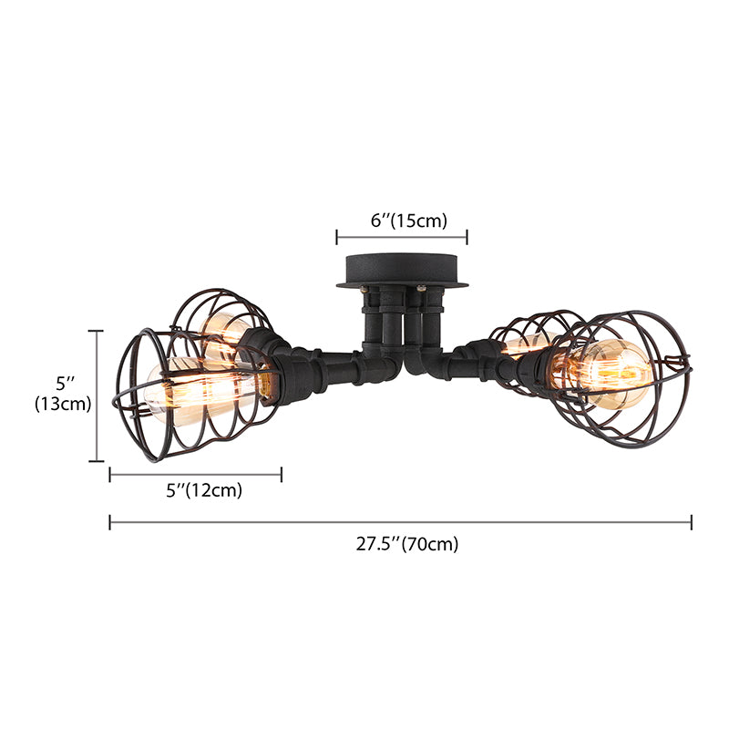 Black/Bronze 4/6/8 Bulbs Ceiling Lamp Farmhouse Metal Twisted Pipe Semi Flush Light Fixture for Restaurant Clearhalo 'Ceiling Lights' 'Close To Ceiling Lights' 'Close to ceiling' 'Semi-flushmount' Lighting' 139996